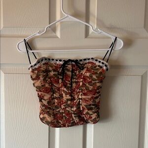 Forever 21 Floral Camisole with Lace Trim